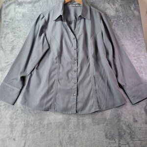 Cato Woman Plus Gray Button Up Long Sleeve Collared Shirt 18 20W Career Workwear